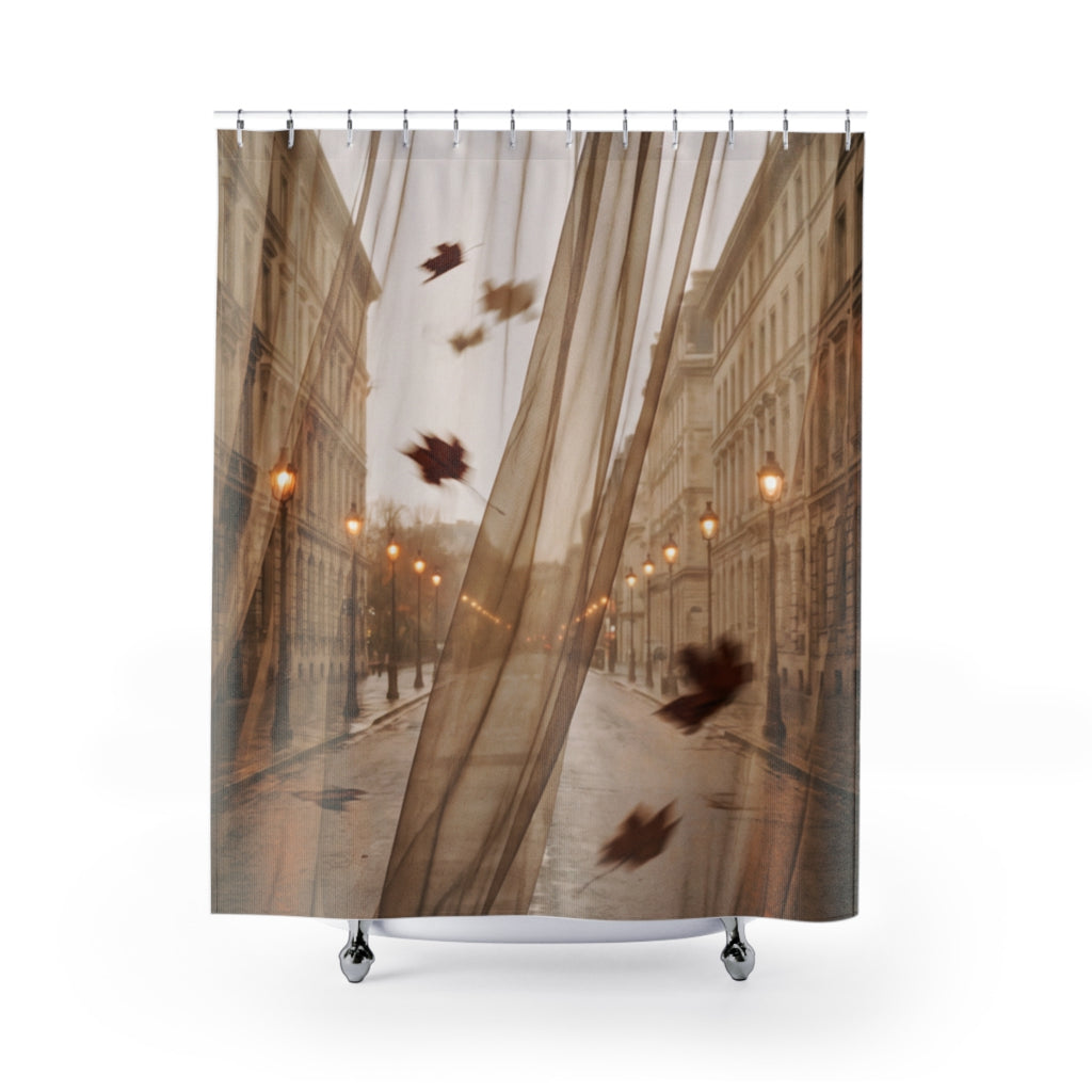 Shower Curtains - Paris Autumn Boulevard | Echovira Gallery