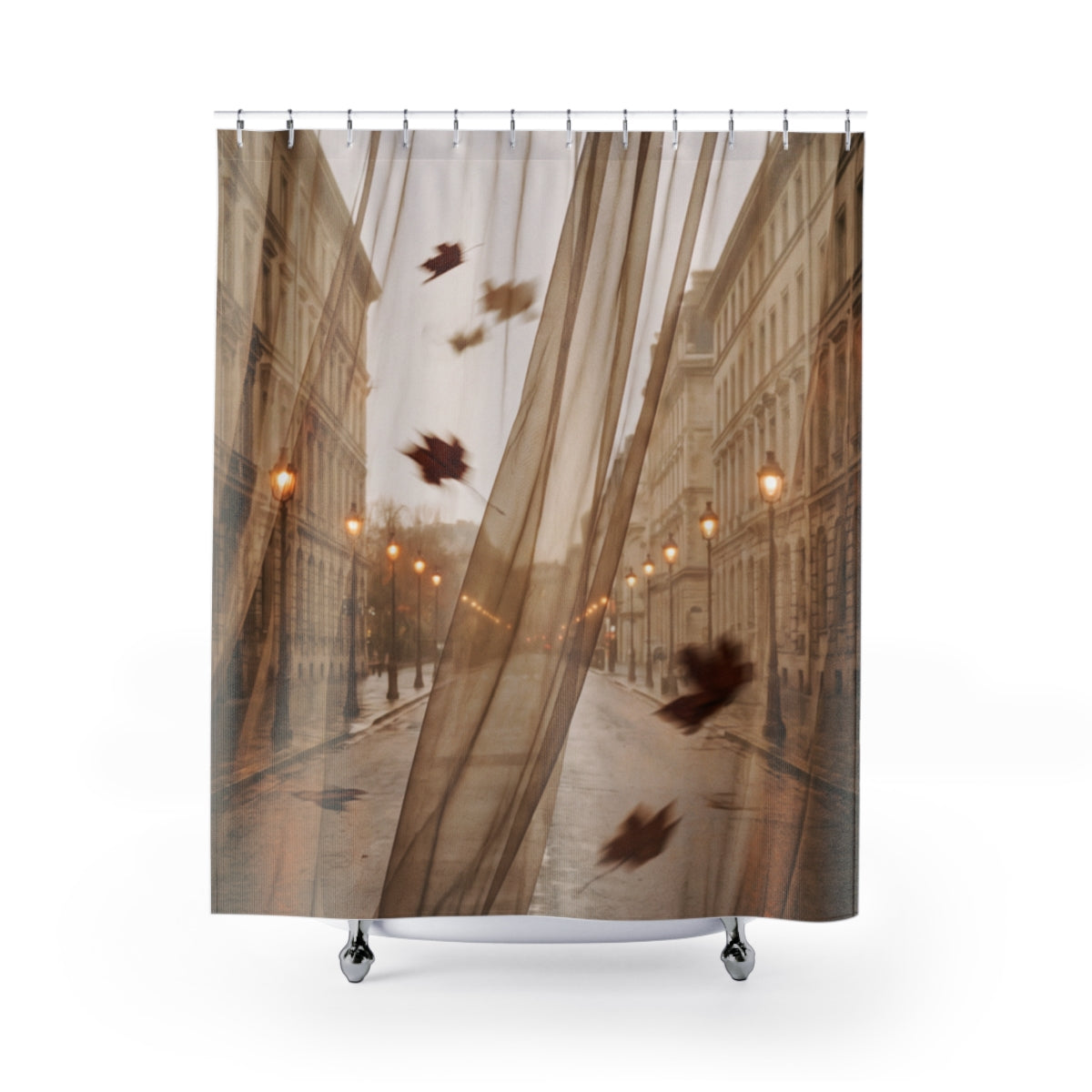 Shower Curtains - Paris Autumn Boulevard | Echovira Gallery