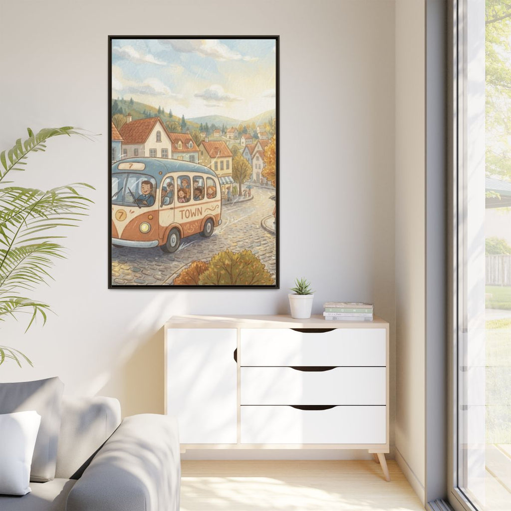 Matte Canvas Framed - Cozy Town Bus — Espresso / 1.25"... |...