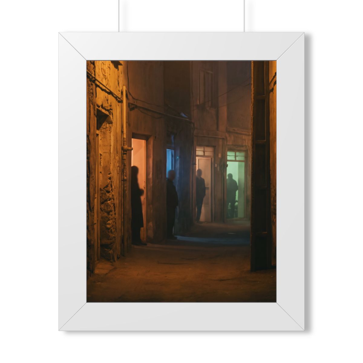 Framed Vertical Poster - Shadowed Alleyway Mystery Art Print...