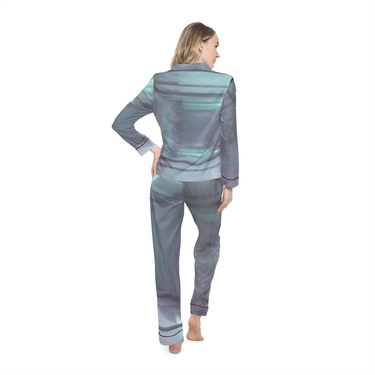 Women's Satin Pajamas - Liminal Corridor Fog Art Print |...
