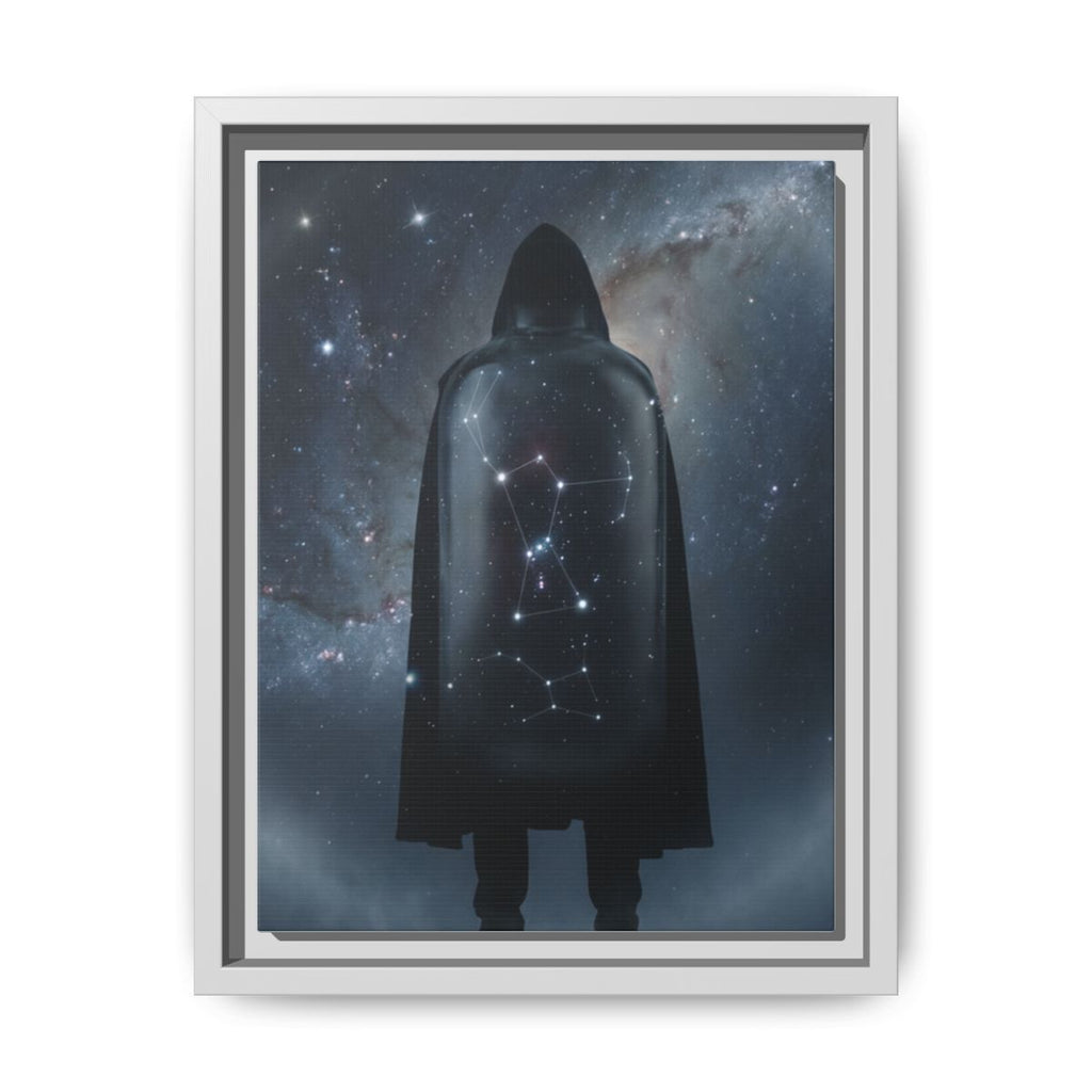 Framed Matte Canvas - Cosmic Sentinel — White / 1.25" (8×10, 9×12, 11×14, 12×16, 10×20, 12×18, 16×20, 16×24, 18×24, 12×36, 20×24, 16×32, 20×30, 24×30, 24×32, 16×48, 24×36, 24×48, 30×40, 20×60, 32×48, 30×60 & 40×60)