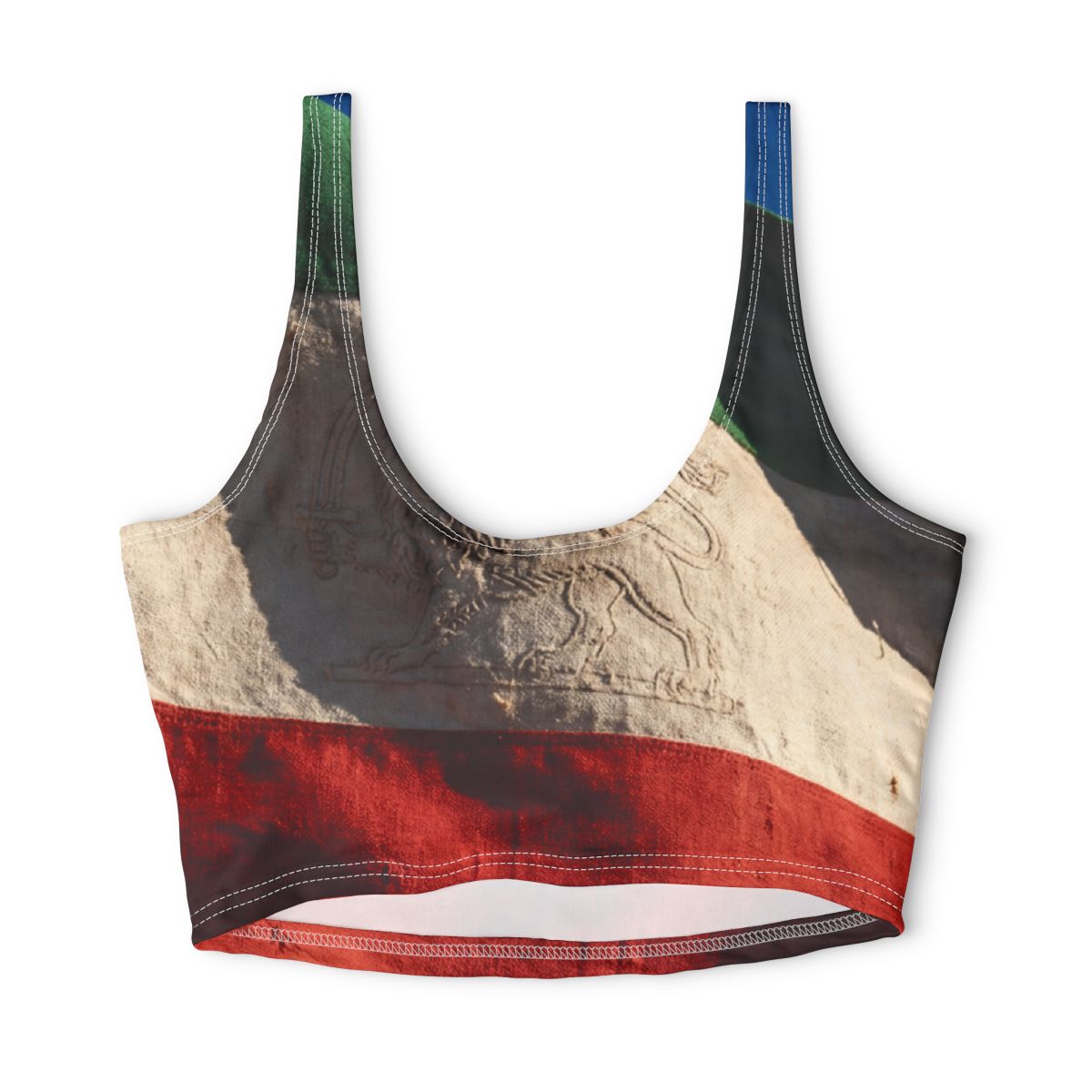 Polyester Sports Bra - Vintage Persian Lion and Sun Flag Art...