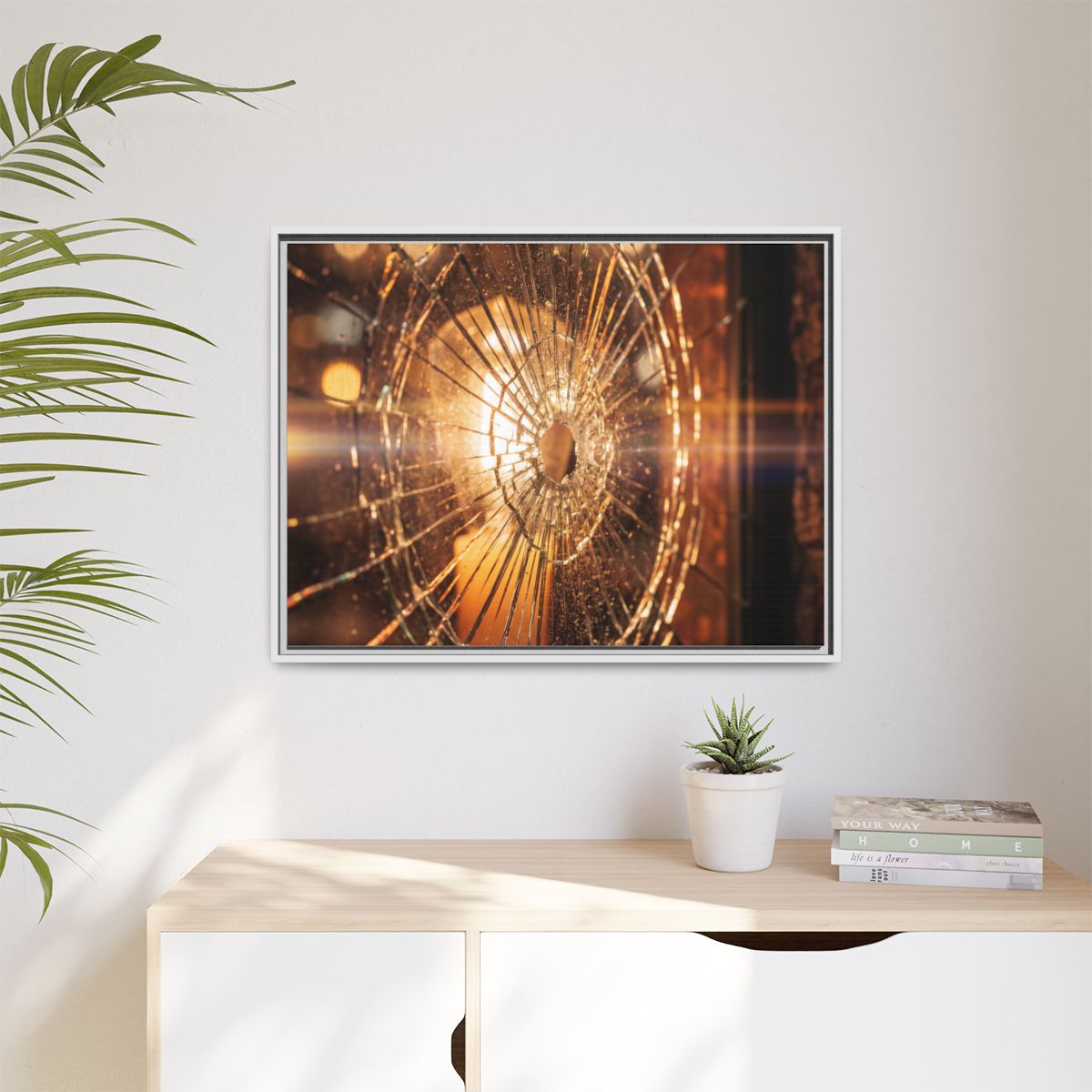 Matte Canvas, Framed - Golden Fractured Art — White / 1.25"...