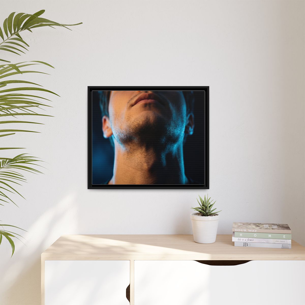 Matte Canvas, Framed - Neon Shadows Cinematic Portrait Art...