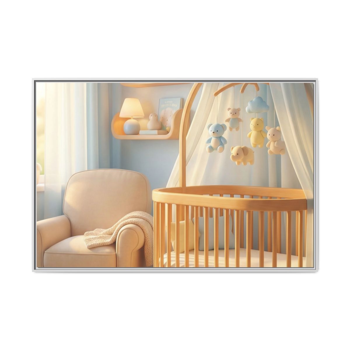 Matte Canvas, Framed - Dreamy Serene Nursery Art — White /...
