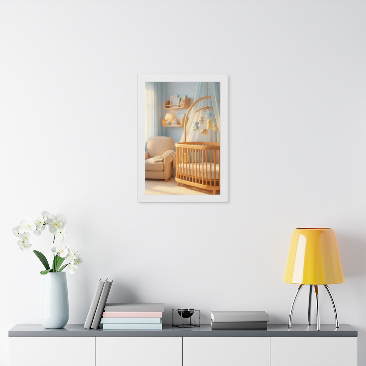 Framed Vertical Poster - Dreamy Serene Nursery Art — White...