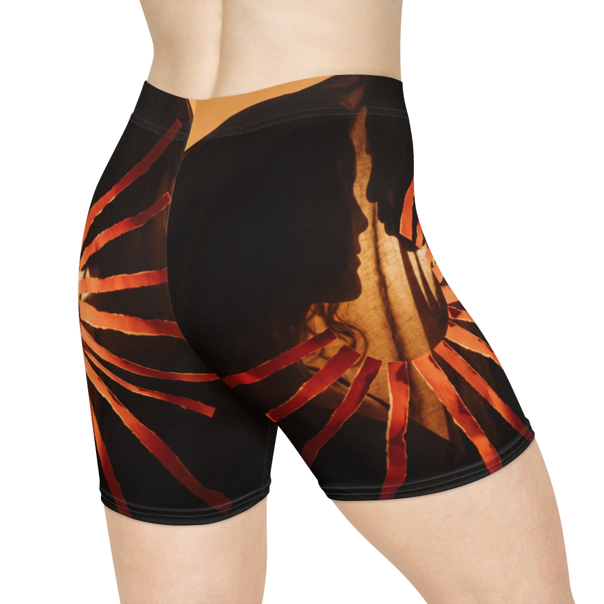 Women's Biker Shorts - Golden Veil | Echovira Gallery