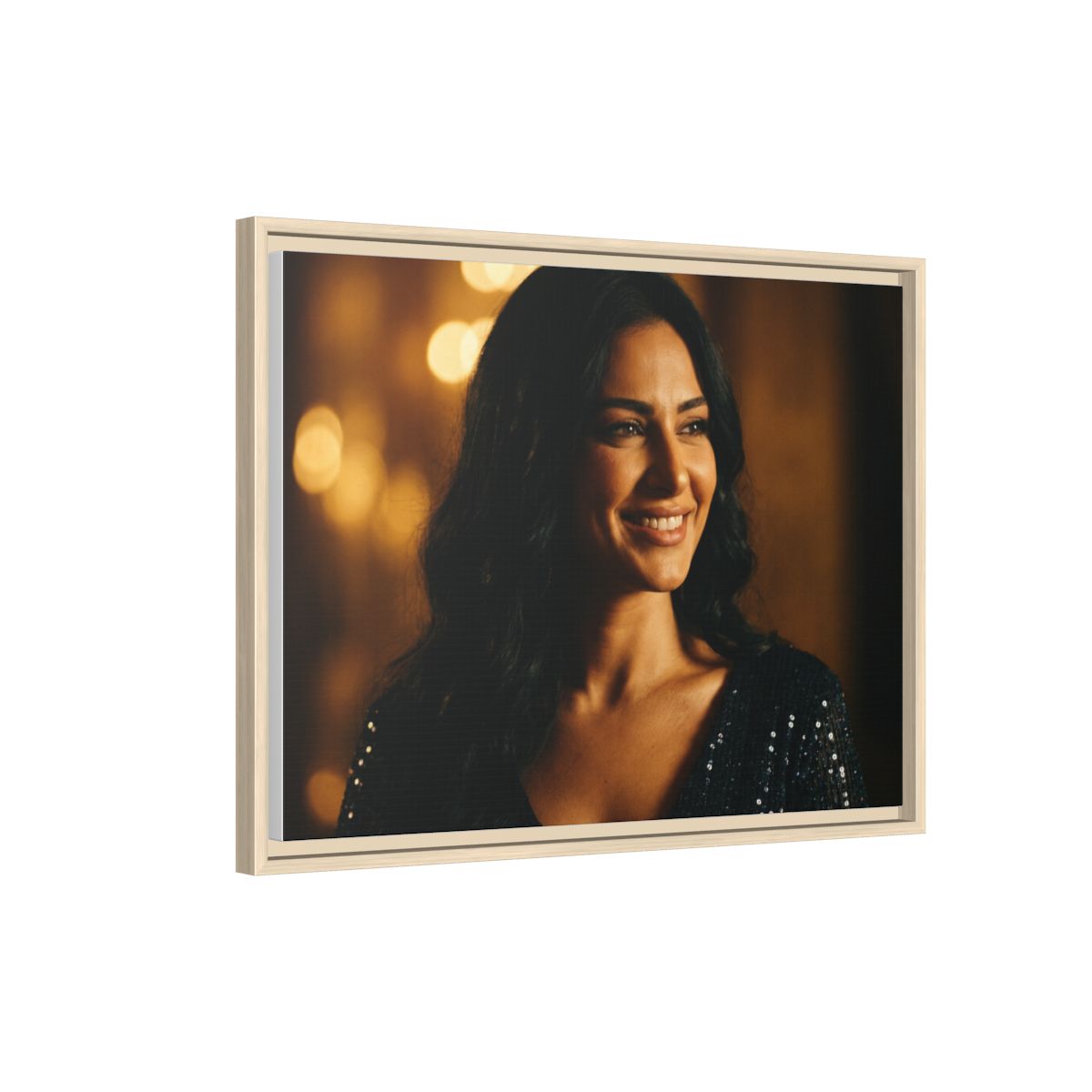 Framed Canvas Art - Golden Glamour — Natural / 1.25"