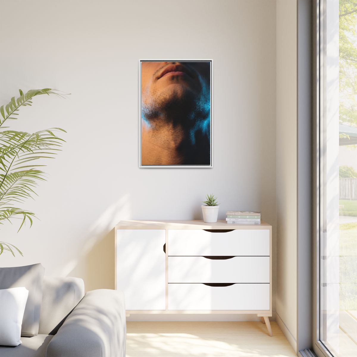 Matte Canvas, Framed - Neon Shadows Cinematic Portrait Art...