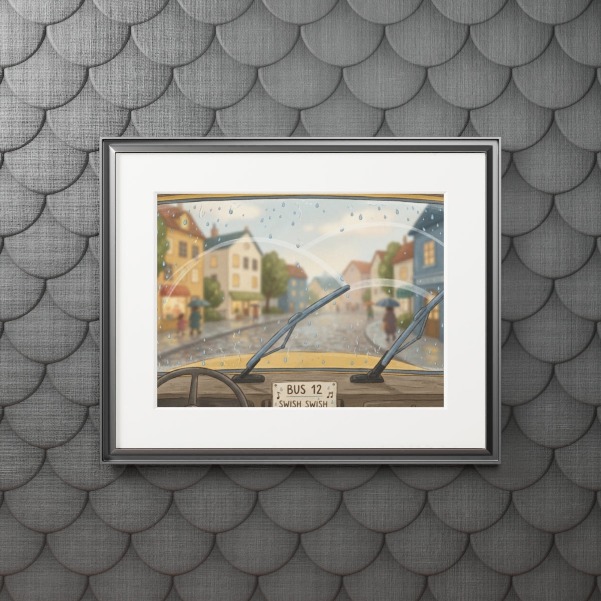 Passepartout Framed Print - Rainy Bus Ride — Landscape... |...