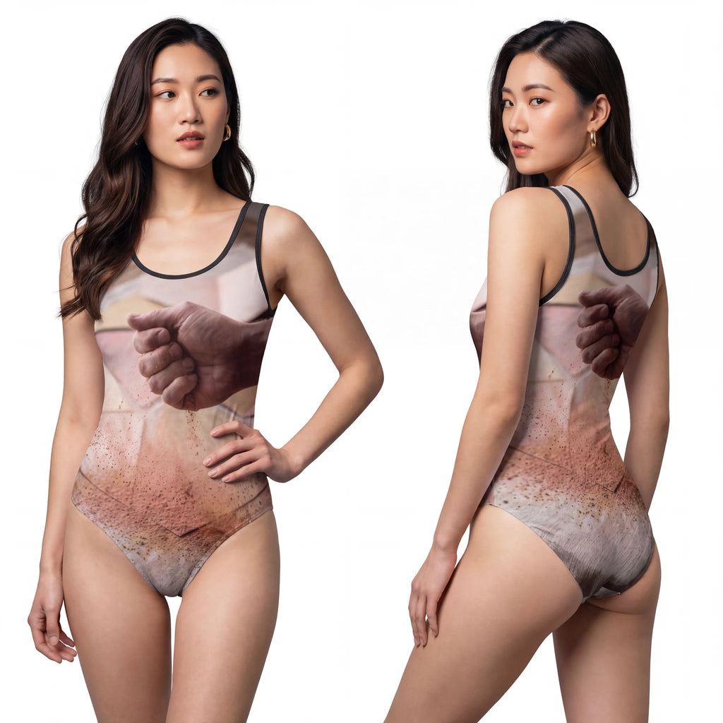 Women's Abstract Terracotta One-Piece Swimsuit