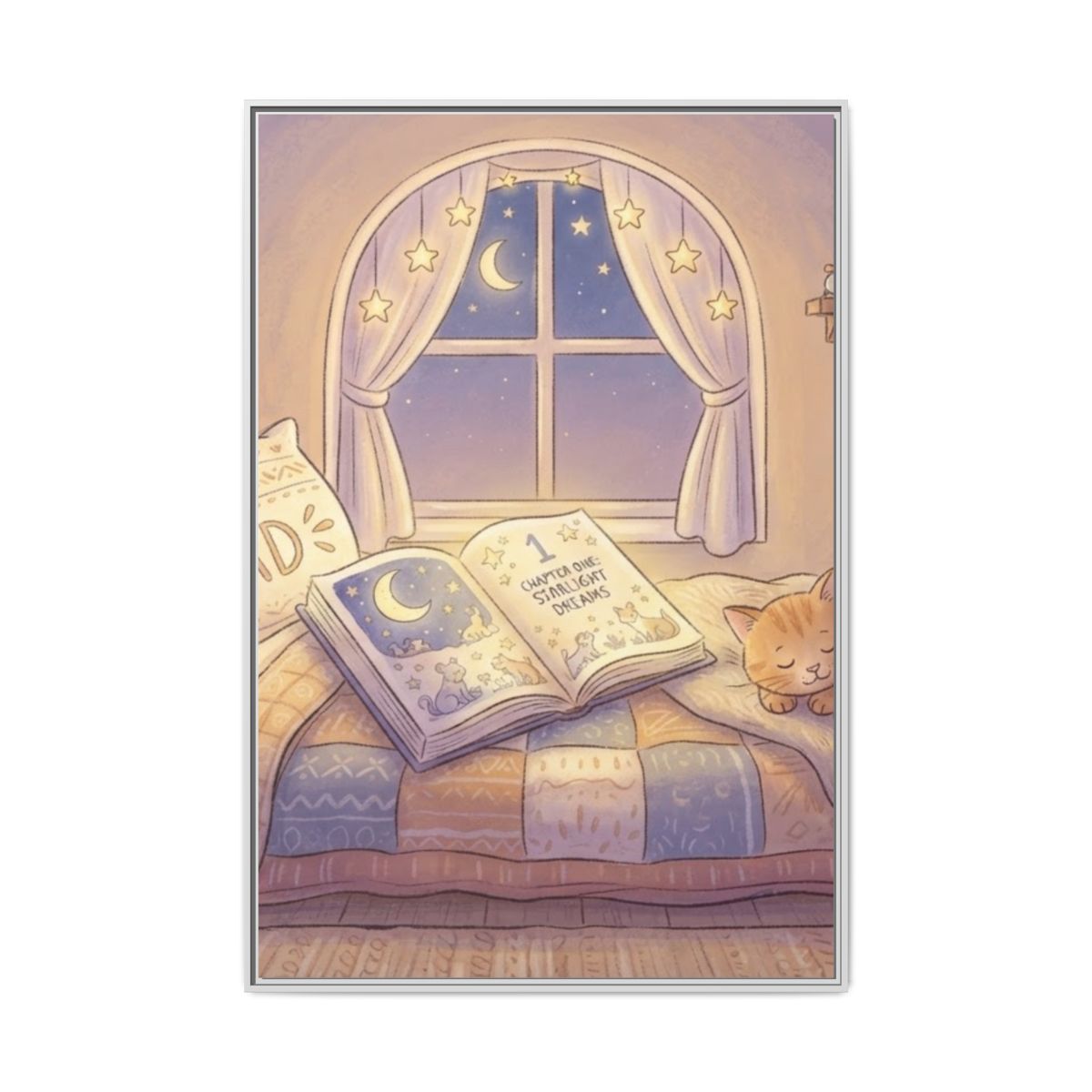 Framed Matte Canvas - Starlight Haven Slumber — White /... |...