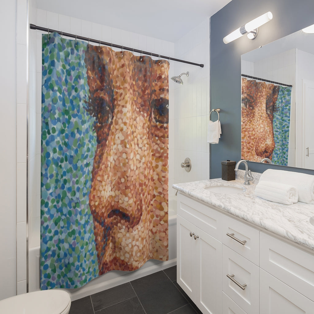 Shower Curtains - Chromatic Stipples Pointillist Portrait |...