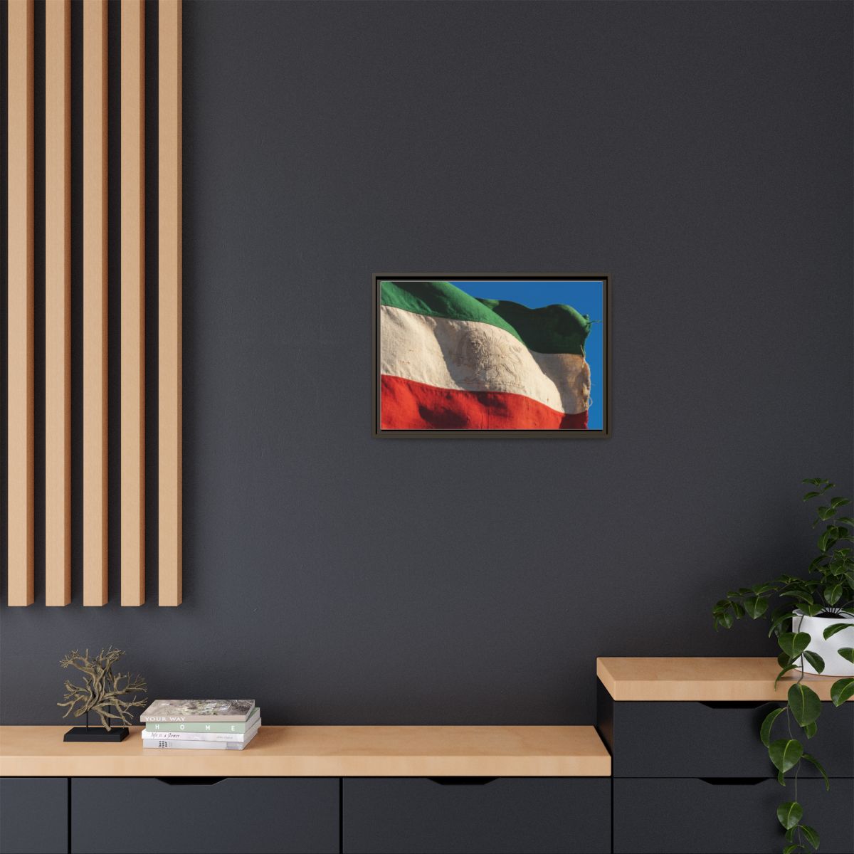 Framed Canvas Art - Distressed Flag — Espresso / 1.25"