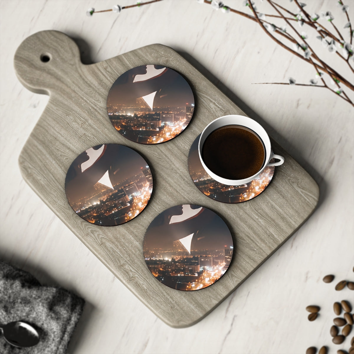Coasters - Midnight City Romance (4pc) (1 & 4 pcs) |...