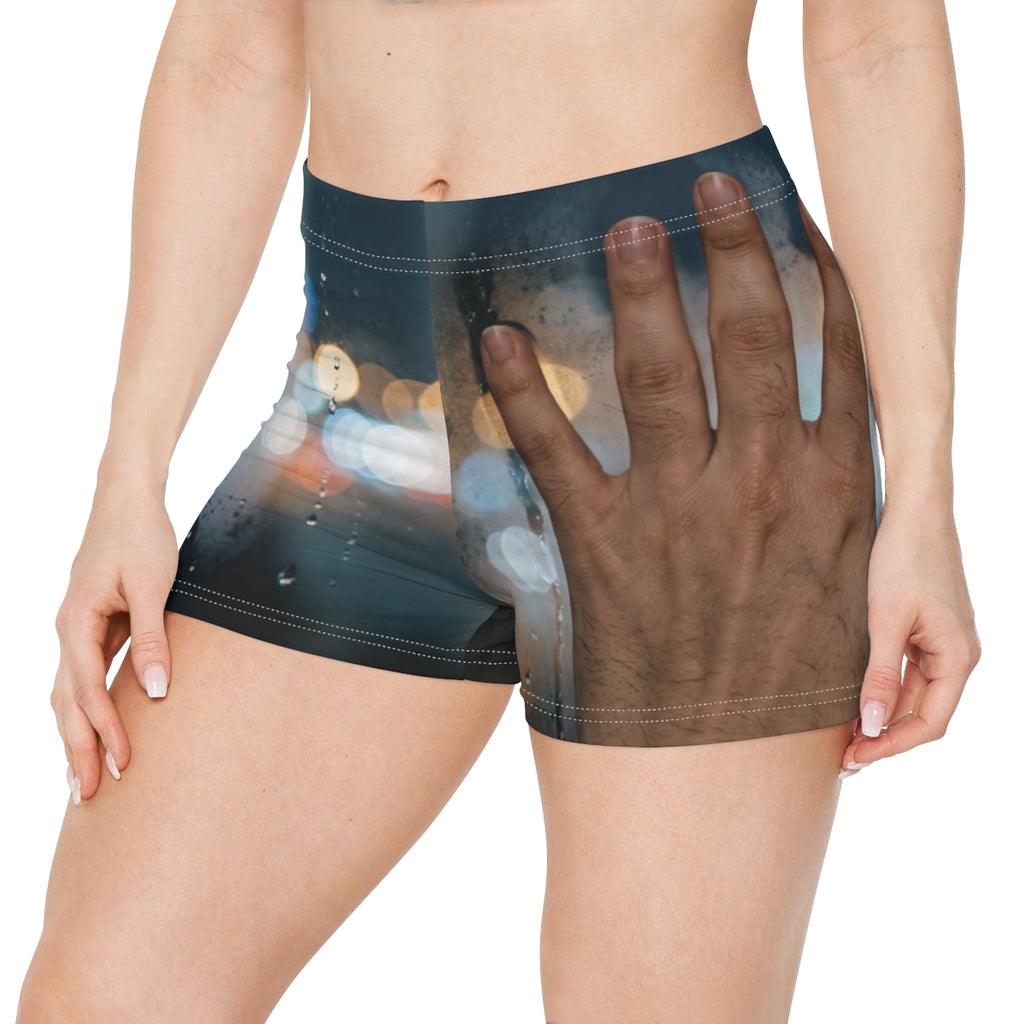 Women's Shorts with Rainy Night City Art