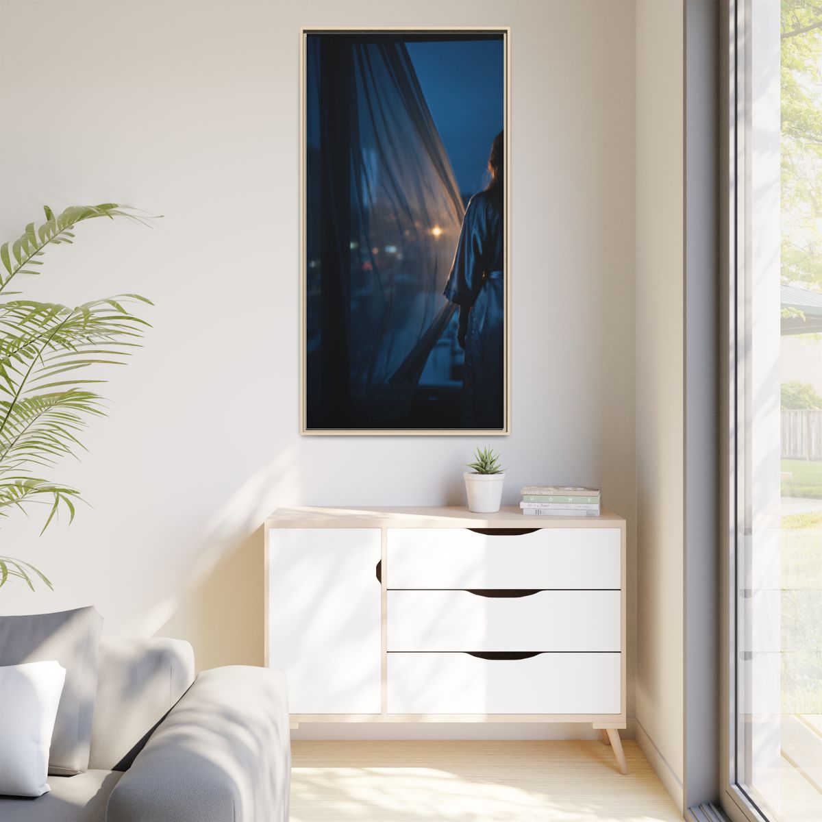 Matte Canvas, Framed - Nocturnal Solitude Silhouette —... |...