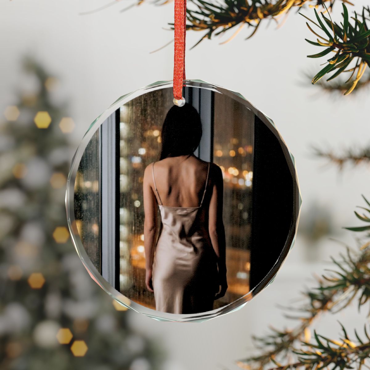 Crystal Glass Ornament - Nocturnal Rain Silk Reverie Fine......