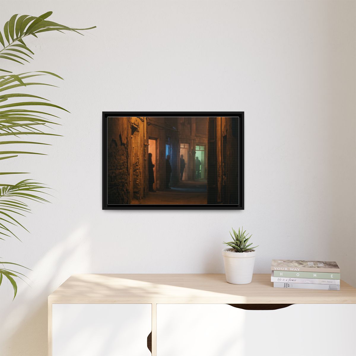 Matte Canvas, Framed - Shadowed Alleyway Mystery Art Print...