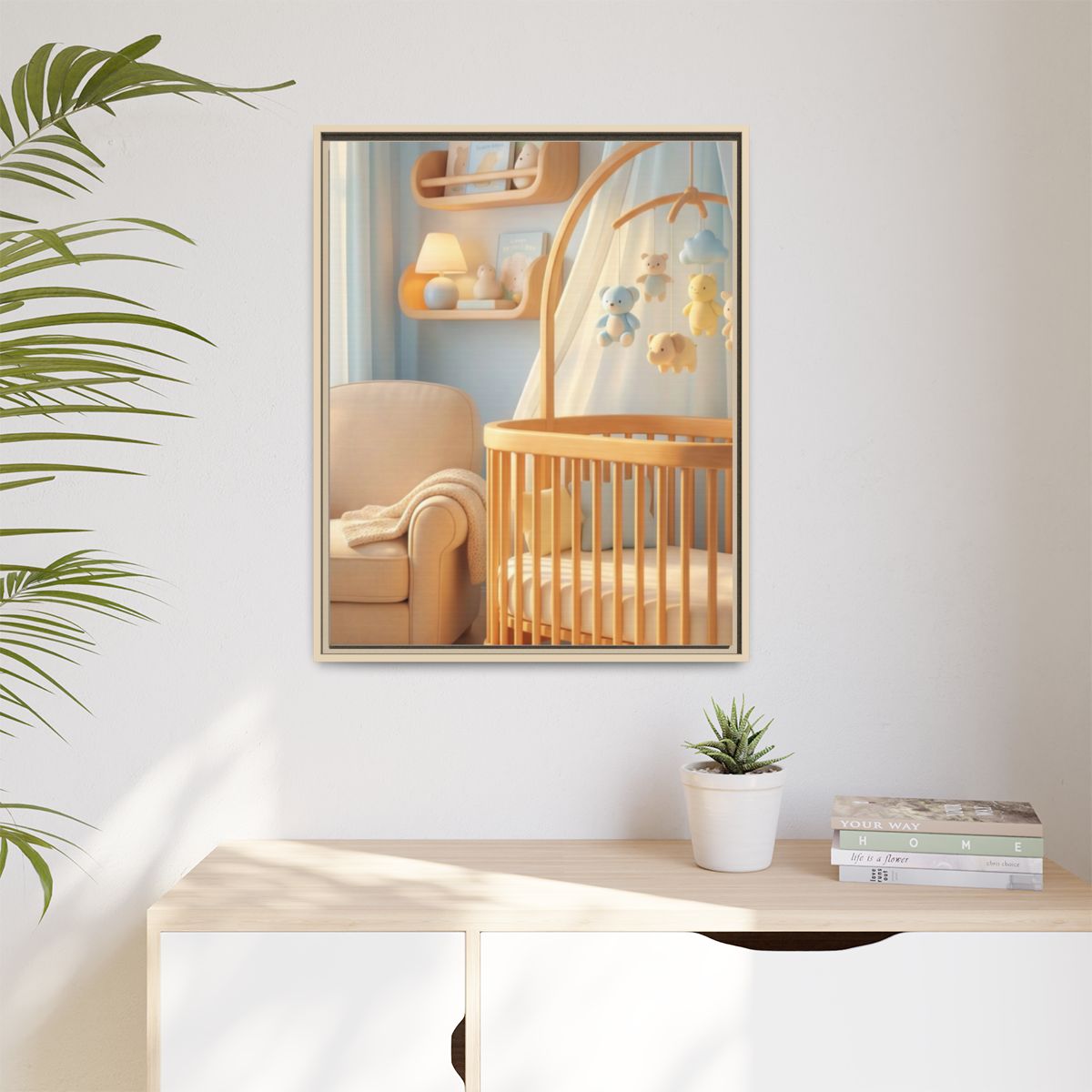 Matte Canvas, Framed - Dreamy Serene Nursery Art — Natural /...