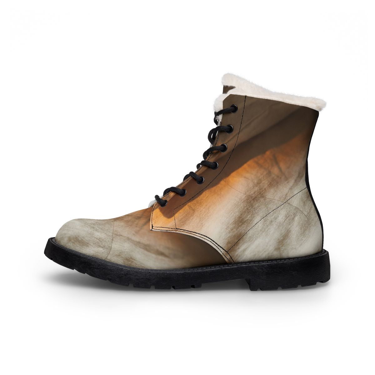 Men's Fur and Leather Boots - Sunlit Linen | Echovira...