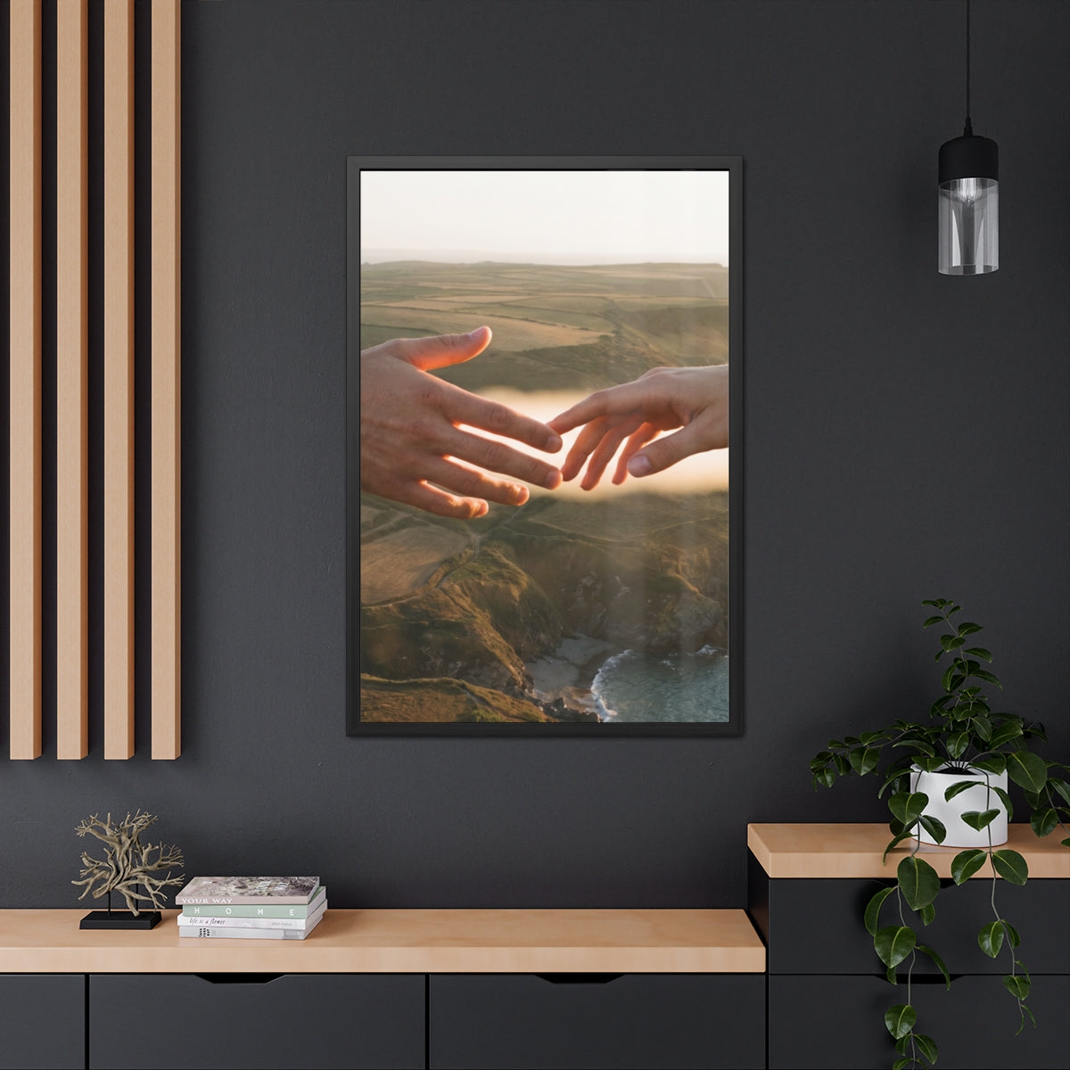 Framed Posters - The Infinite Touch | Ethereal Coastal Art...