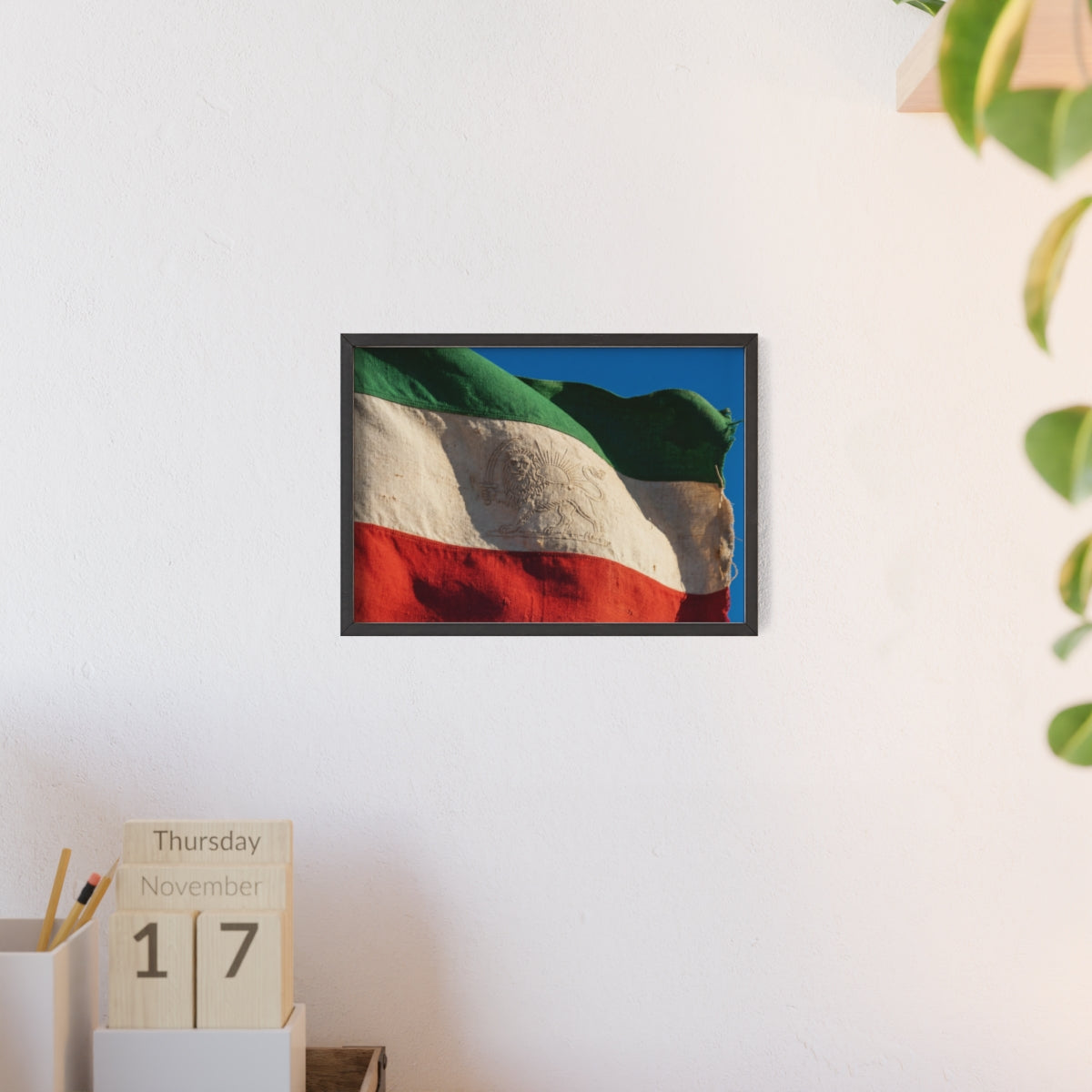 Wood Framed Poster - Vintage Flag — Landscape