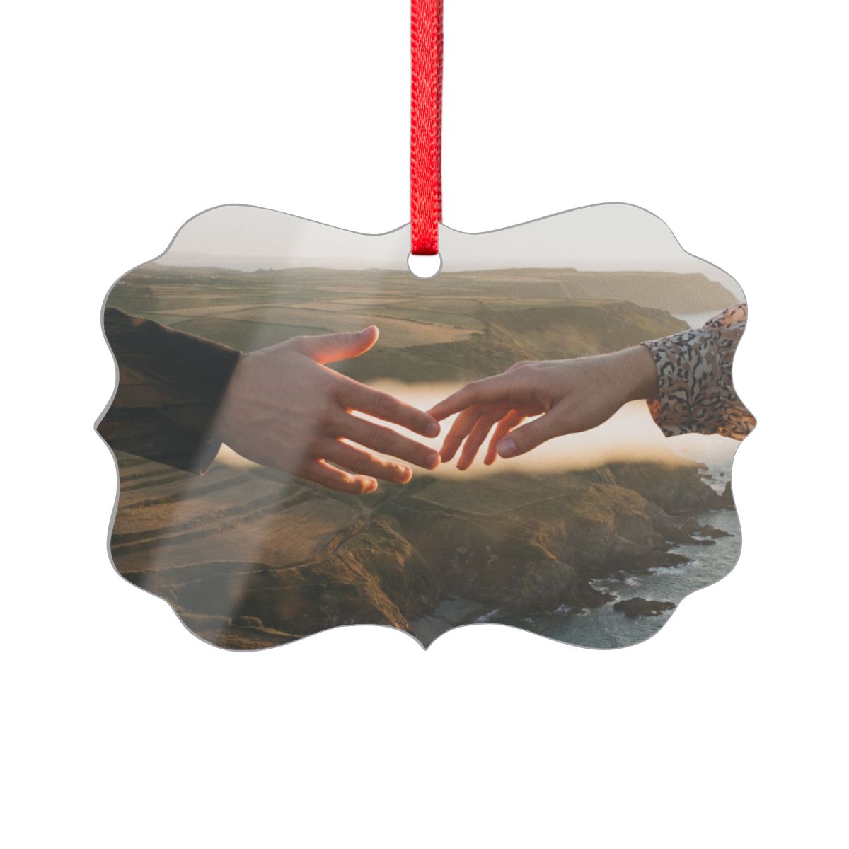 Acrylic Ornament - The Infinite Touch | Ethereal Coastal Art...
