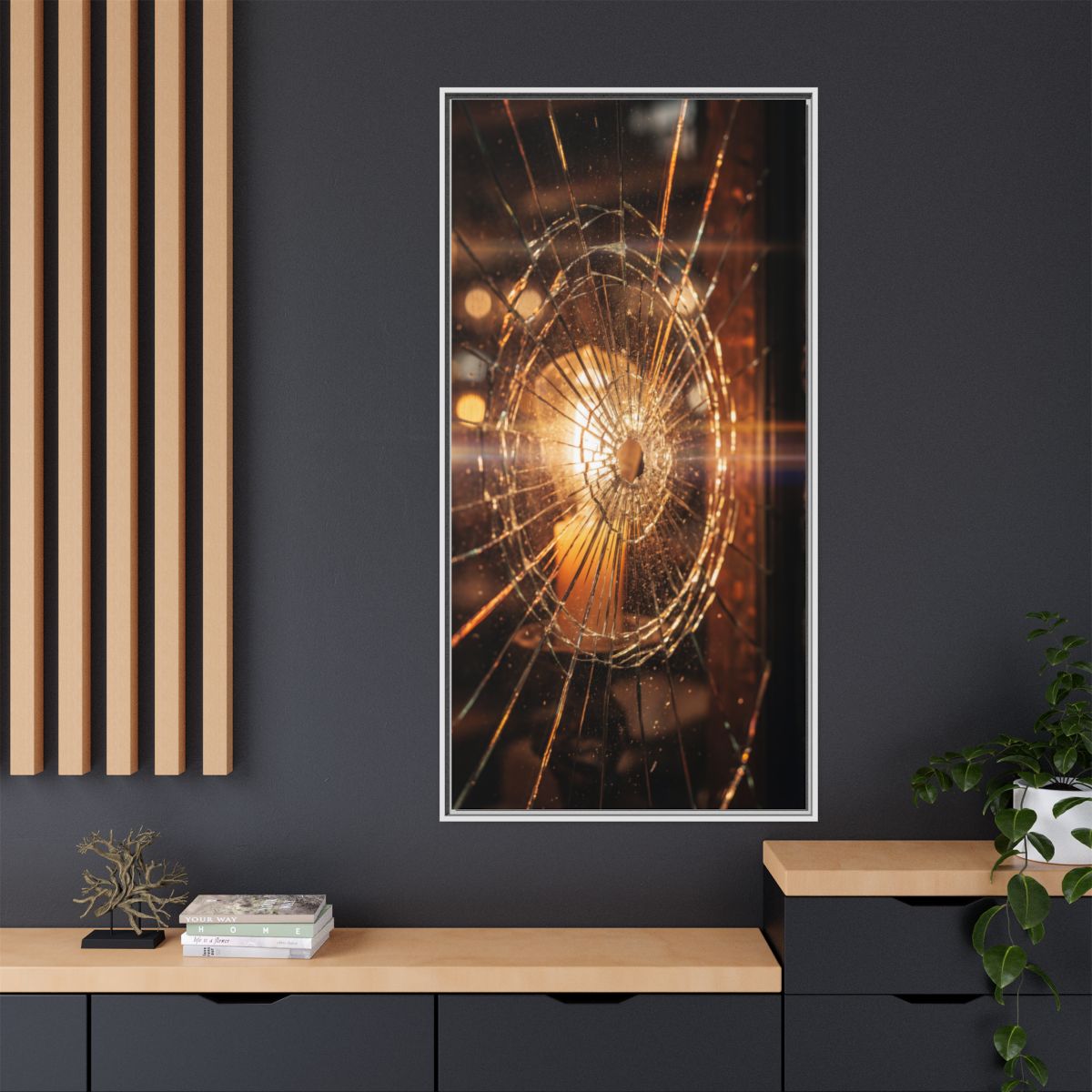 Framed Matte Canvas - Shattered Glass — White / 1.25"