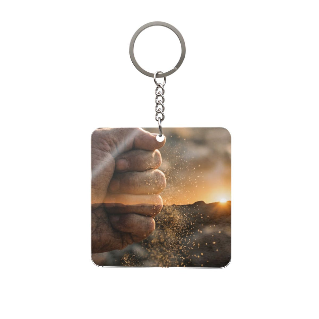 Square Keychain - Sands of Time Desert Sunset Art | Echovira...