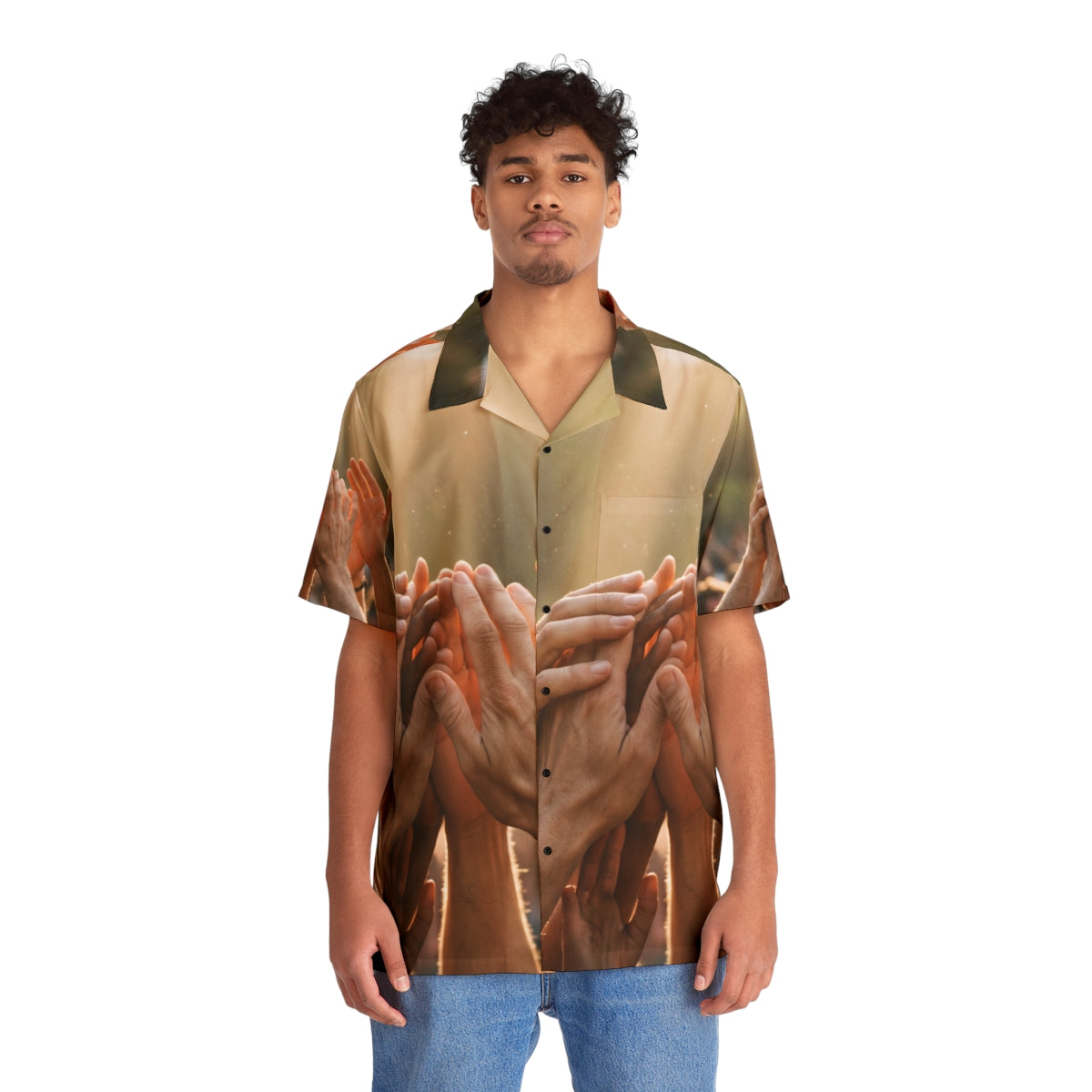Men's Hawaiian Shirt - Golden Rays of Unity Wall Art |...