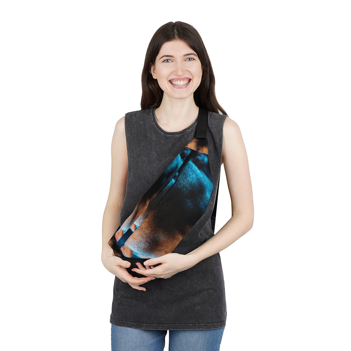 Large Fanny Pack - Neon Horizon Portrait | Echovira Gallery