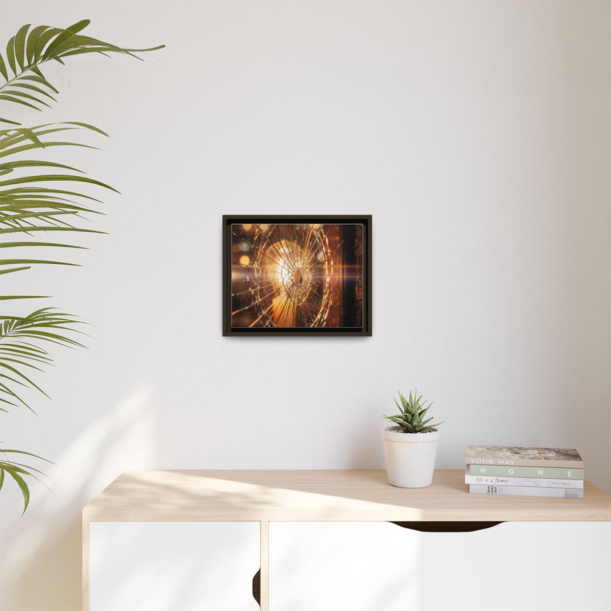 Matte Canvas, Framed - Golden Fractured Art — Espresso /......