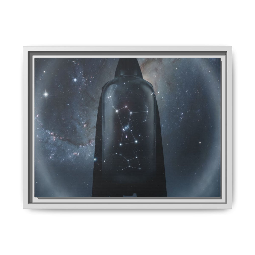 Framed Matte Canvas - Cosmic Sentinel — White / 1.25" (10×8, 12×9, 14×11, 16×12, 20×10, 18×12, 20×16, 24×16, 24×18, 36×12, 24×20, 32×16, 30×20, 30×24, 32×24, 48×16, 36×24, 48×24, 40×30, 60×20, 48×32, 60×30 & 60×40)