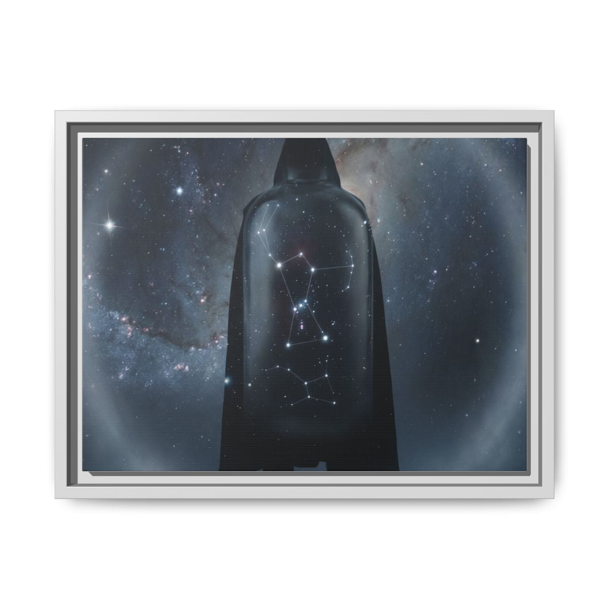 Framed Matte Canvas - Cosmic Sentinel — White / 1.25" (10×8, 12×9, 14×11, 16×12, 20×10, 18×12, 20×16, 24×16, 24×18, 36×12, 24×20, 32×16, 30×20, 30×24, 32×24, 48×16, 36×24, 48×24, 40×30, 60×20, 48×32, 60×30 & 60×40)