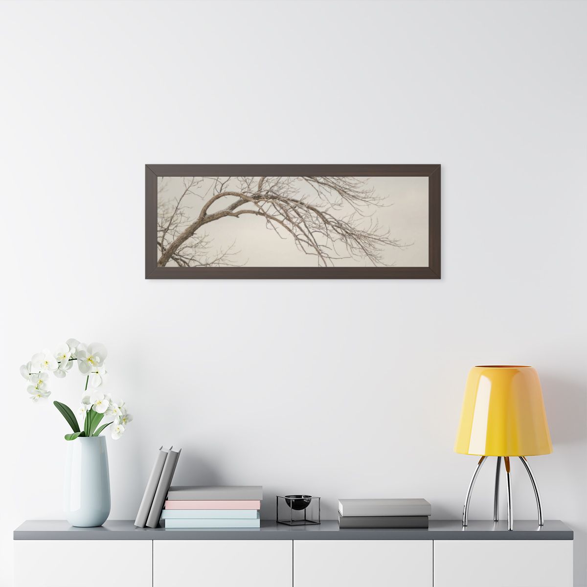 Framed Horizontal Poster - Winter Branch Solitude Landscape...