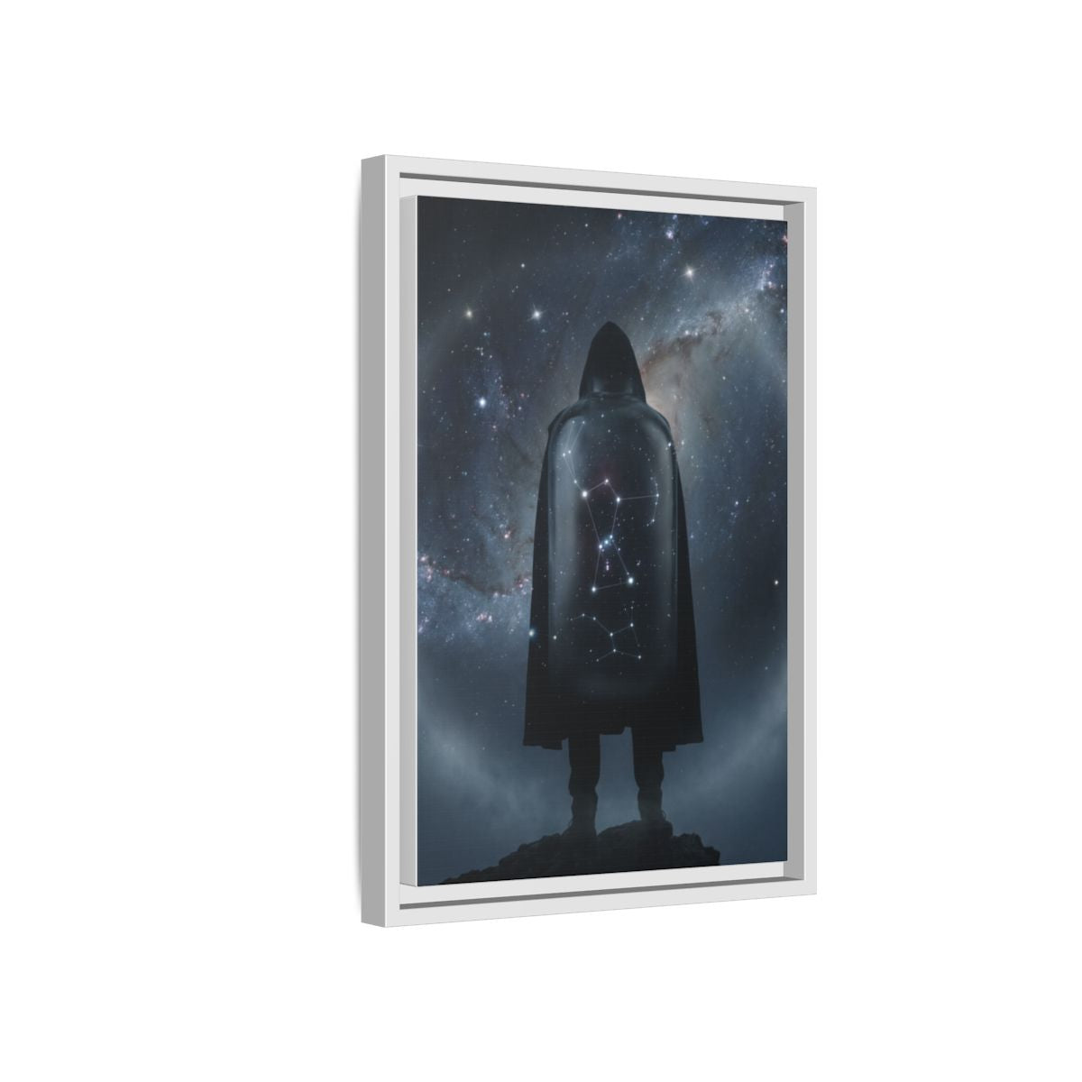 Framed Matte Canvas - Cosmic Sentinel — White / 1.25" (8×10, 9×12, 11×14, 12×16, 10×20, 12×18, 16×20, 16×24, 18×24, 12×36, 20×24, 16×32, 20×30, 24×30, 24×32, 16×48, 24×36, 24×48, 30×40, 20×60, 32×48, 30×60 & 40×60)