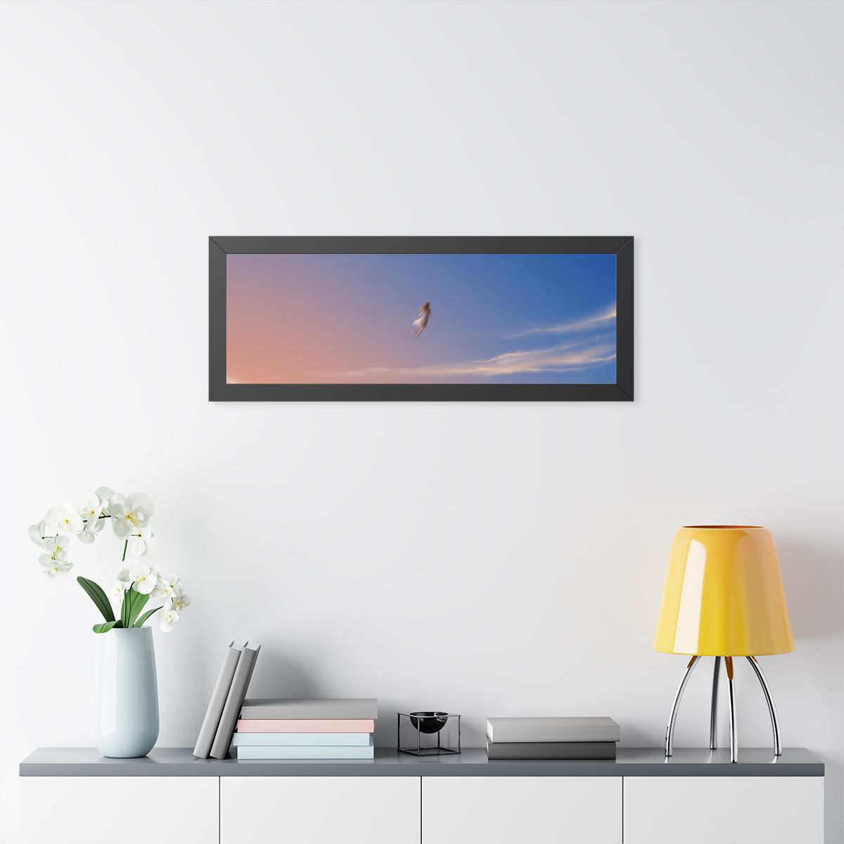 Framed Horizontal Poster - Horizon Sky Calm — Black (14×11...