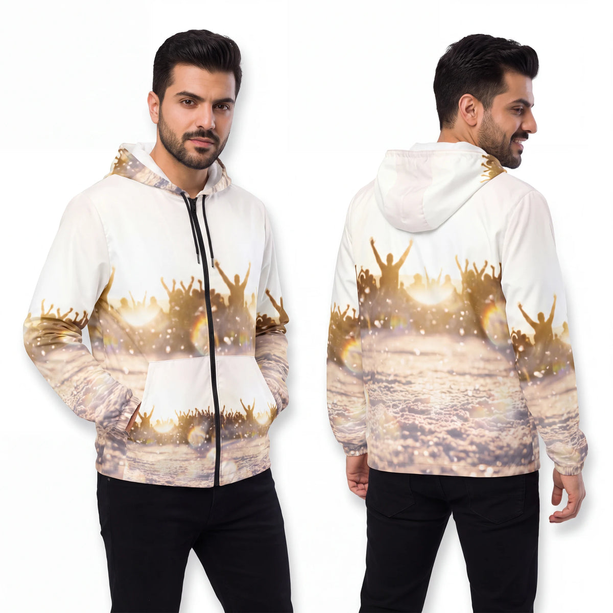 Men's Windbreaker Jacket Golden Hour Crowd Art