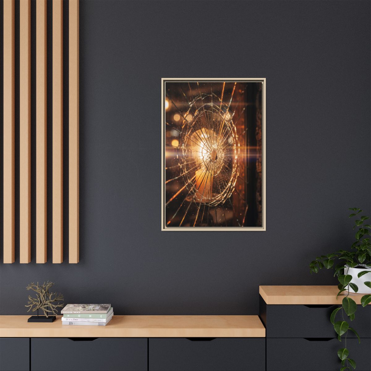 Framed Matte Canvas - Shattered Glass — Natural / 1.25"