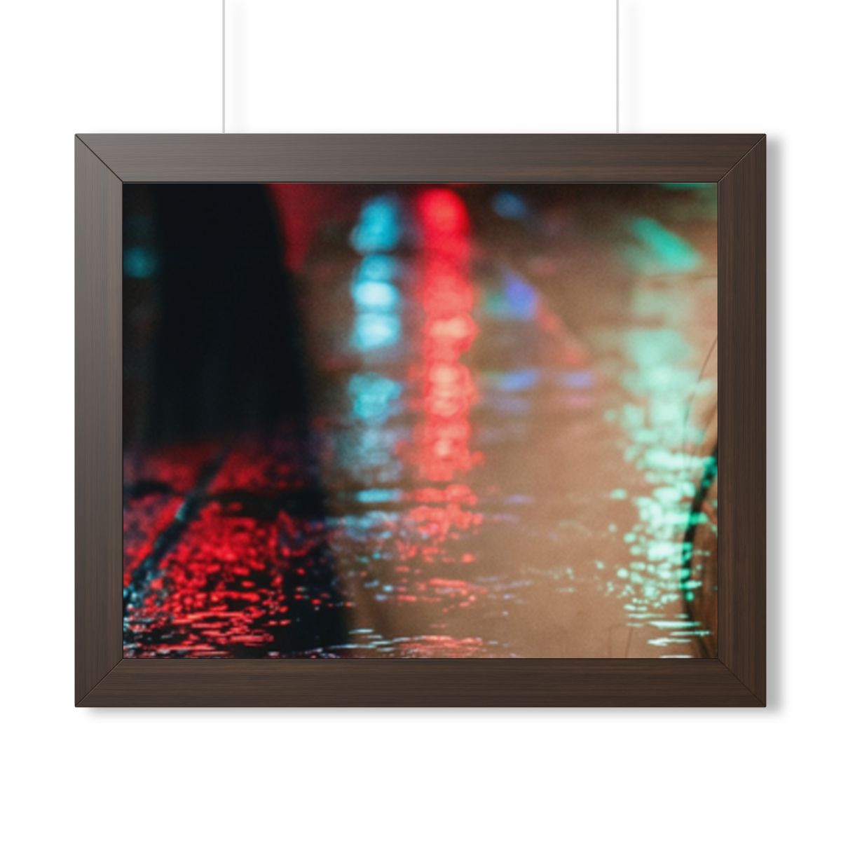 Framed Horizontal Poster - Neon Dreams Rain Portrait —... |...