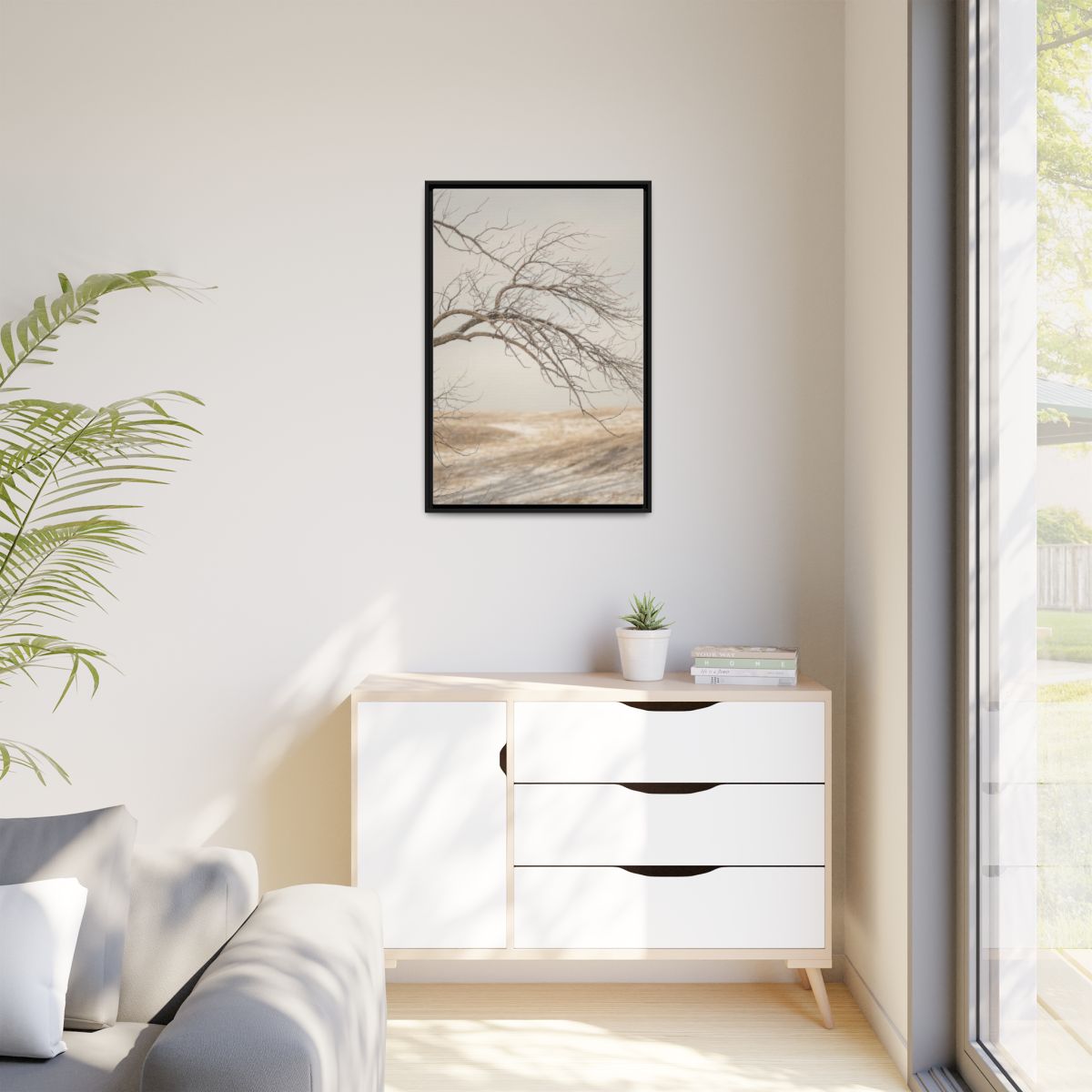 Matte Canvas, Framed - Winter Branch Solitude Landscape —......