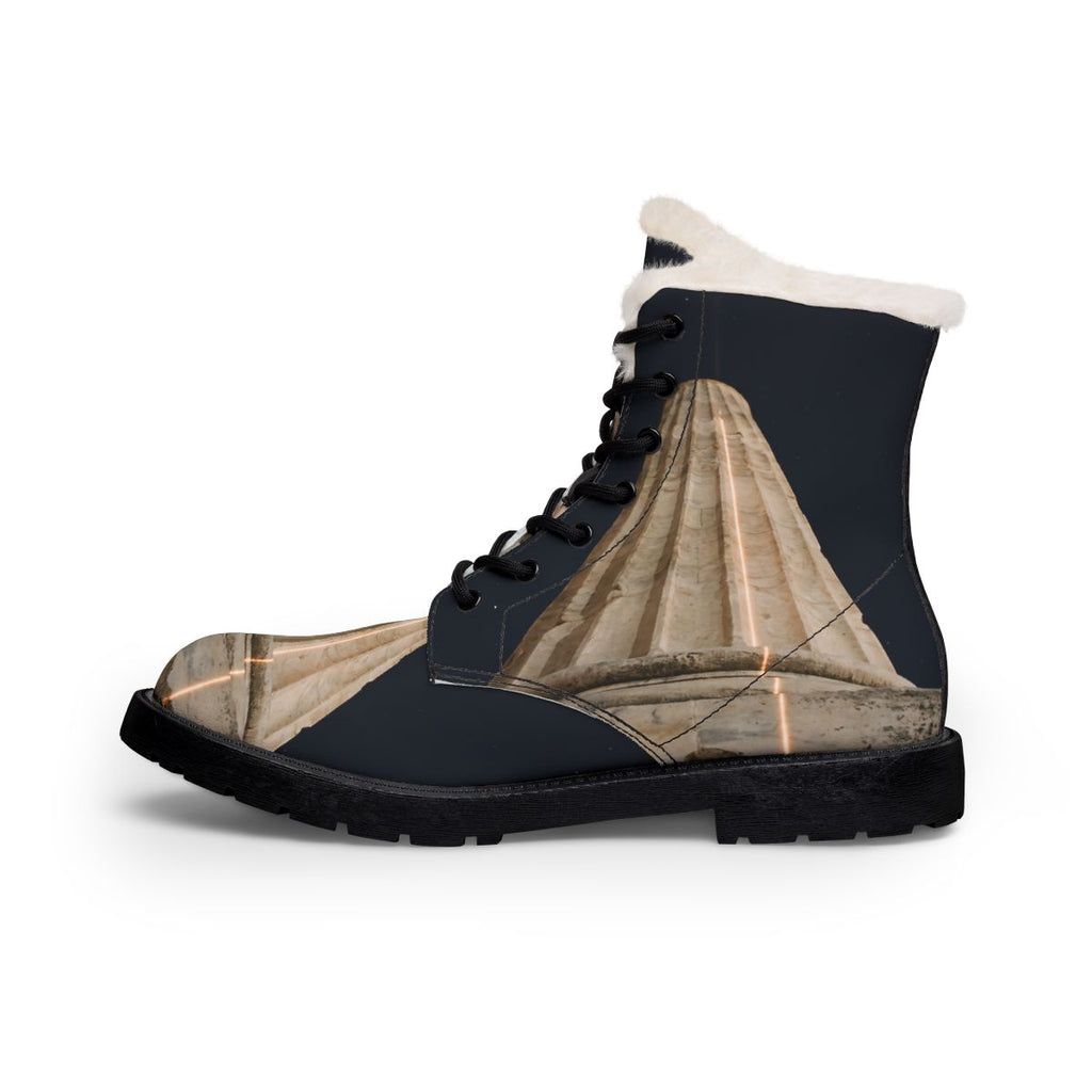 Ancient Stone Column Men's Fur Leather Boots