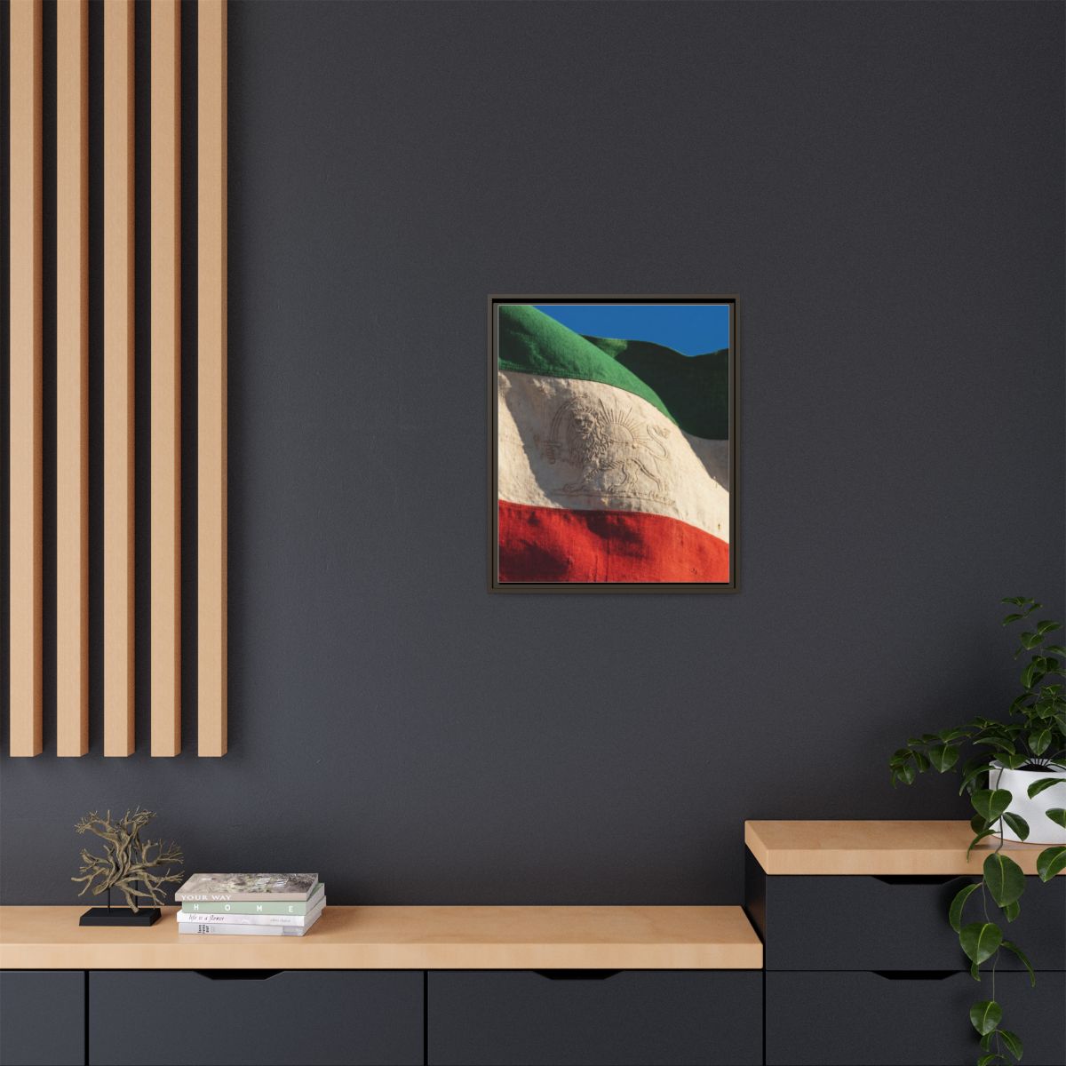 Framed Canvas Art - Distressed Flag — Espresso / 1.25"