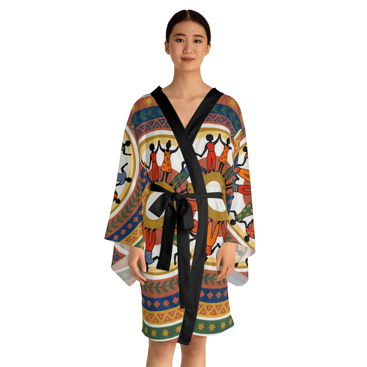 Long Sleeve Kimono Robe - Unity Mandala Folk Art | Echovira...