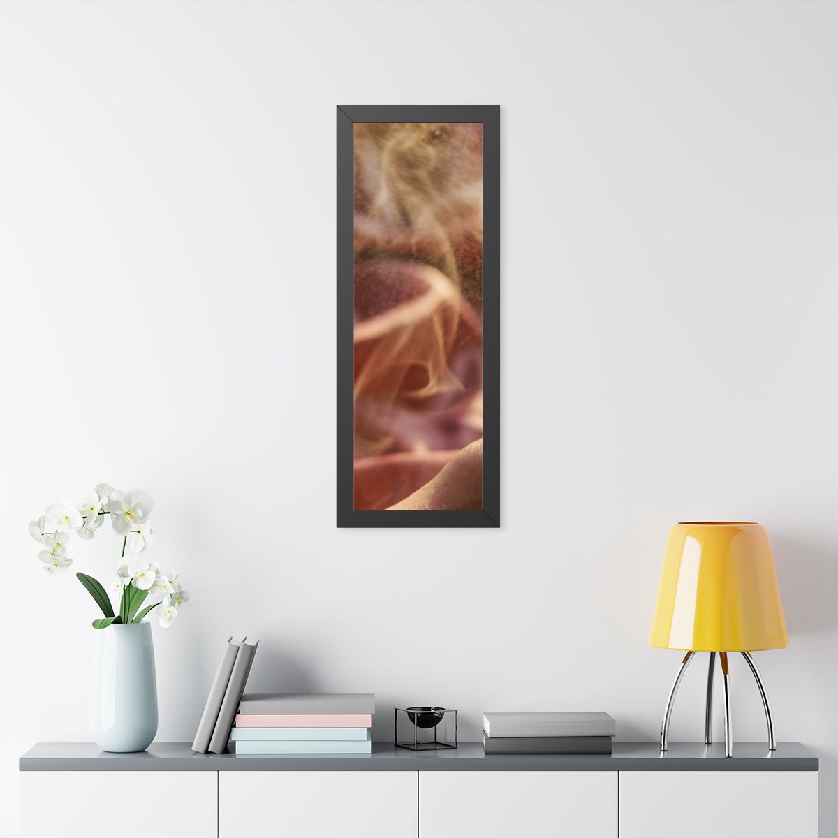 Framed Vertical Poster - Golden Mist Perfume Ritual Art —......
