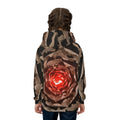 Sweat à capuche enfant avec vortex abstrait carmin