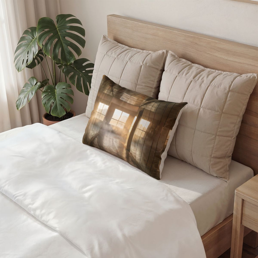 Cotton Pillow Sham - Golden Hour Reflection Corridor Art |...