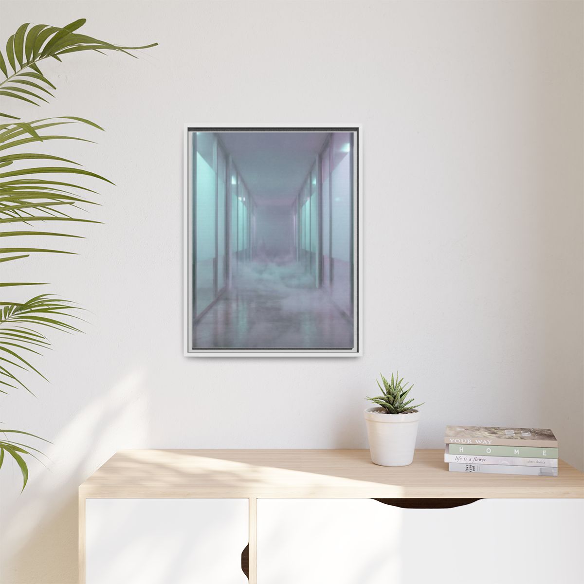 Matte Canvas, Framed - Liminal Corridor Fog Art Print —... |...